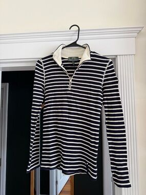 Ralph Lauren Navy & White Striped Half-Zip Pullover